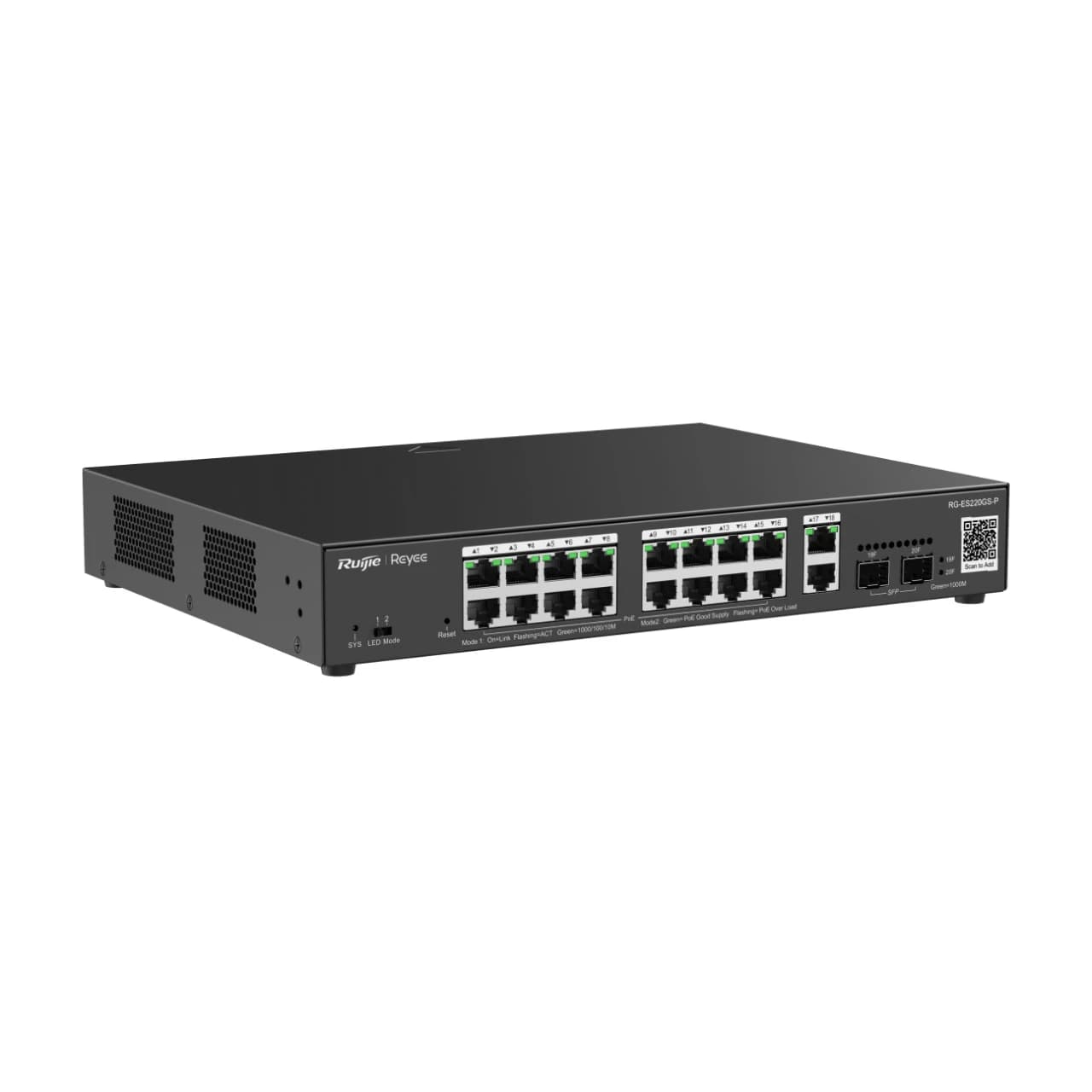 RG-ES220GS-P 20-Port Gigabit Smart Cloud Managed PoE Switch